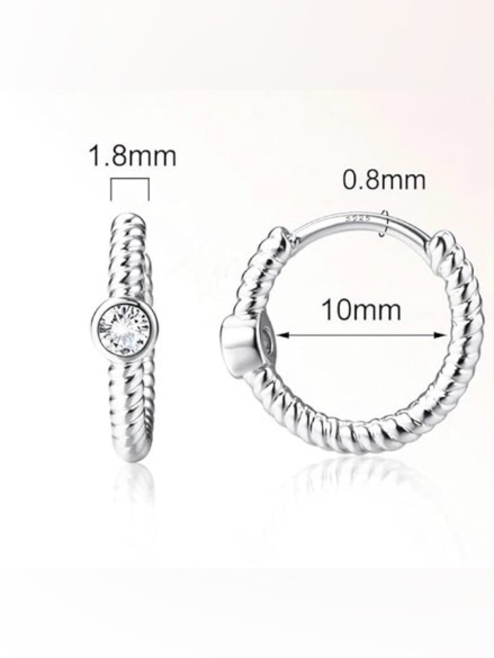#78 925 Sterling Silver Twisted Hoop Earrings - Picture 2 of 3